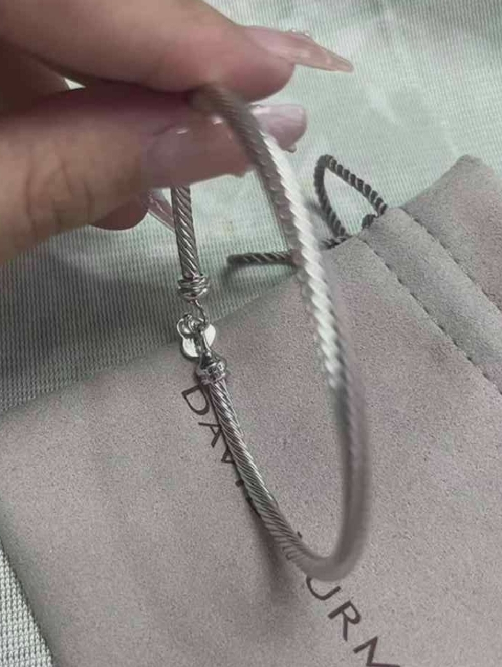 David Yurman Two-Tone Cable Bracelet with Gold Heart Accent - Picture 5 of 8